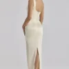 Caprice Lemon One Shoulder Satin Maxi Dress Caprice Lemon One Shoulder Satin Maxi Dress