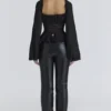 Cara Black Long Sleeve Georgette Peplum Top Cara Black Long Sleeve Georgette Peplum Top