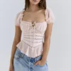 Cara Pink Lace Peplum Top Cara Pink Lace Peplum Top