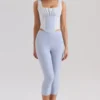 Carella Blue Stretch Twill Fitted Capri Trousers
