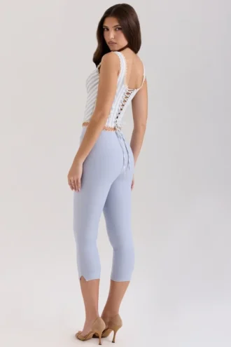 Carella Blue Stretch Twill Fitted Capri Trousers