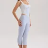 Carella Blue Stretch Twill Fitted Capri Trousers