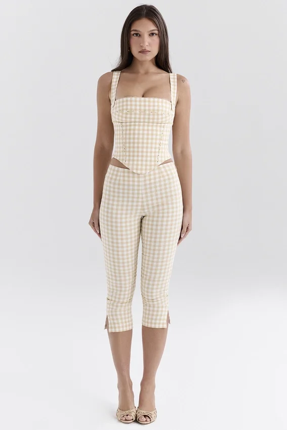 Carella Gingerbread Gingham Capri Trousers Carella Gingerbread Gingham Capri Trousers