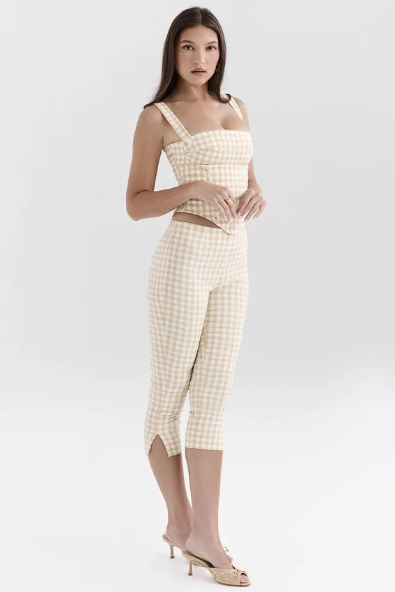 Carella Gingerbread Gingham Capri Trousers Carella Gingerbread Gingham Capri Trousers