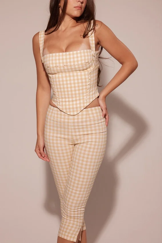 Carella Gingerbread Gingham Capri Trousers Carella Gingerbread Gingham Capri Trousers