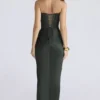 Carelle Emerald Satin Strapless Maxi Dress Carelle Emerald Satin Strapless Maxi Dress