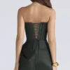 Carelle Emerald Satin Strapless Maxi Dress Carelle Emerald Satin Strapless Maxi Dress