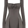 Carlina Mocha Long Sleeve Mini Dress Carlina Mocha Long Sleeve Mini Dress