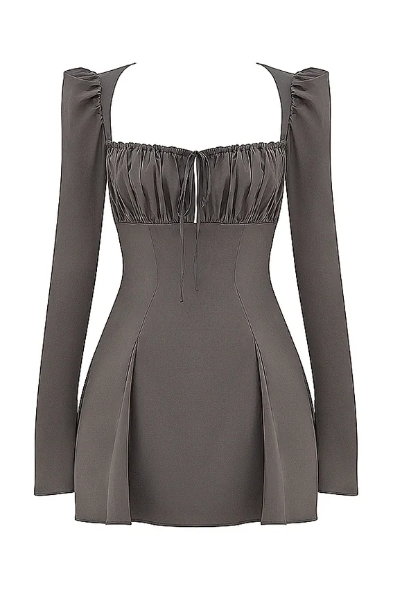 Carlina Mocha Long Sleeve Mini Dress Carlina Mocha Long Sleeve Mini Dress