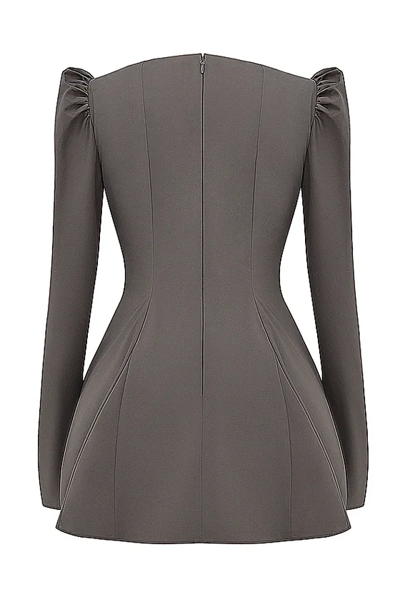 Carlina Mocha Long Sleeve Mini Dress Carlina Mocha Long Sleeve Mini Dress