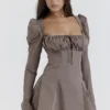 Carlina Mocha Long Sleeve Mini Dress Carlina Mocha Long Sleeve Mini Dress