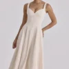 Carlotta Vintage Ivory Twill Silhouette Midi Dress Carlotta Vintage Ivory Twill Silhouette Midi Dress