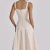 Carlotta Vintage Ivory Twill Silhouette Midi Dress Carlotta Vintage Ivory Twill Silhouette Midi Dress