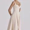 Carlotta Vintage Ivory Twill Silhouette Midi Dress Carlotta Vintage Ivory Twill Silhouette Midi Dress