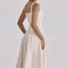 Carlotta Vintage Ivory Twill Silhouette Midi Dress Carlotta Vintage Ivory Twill Silhouette Midi Dress