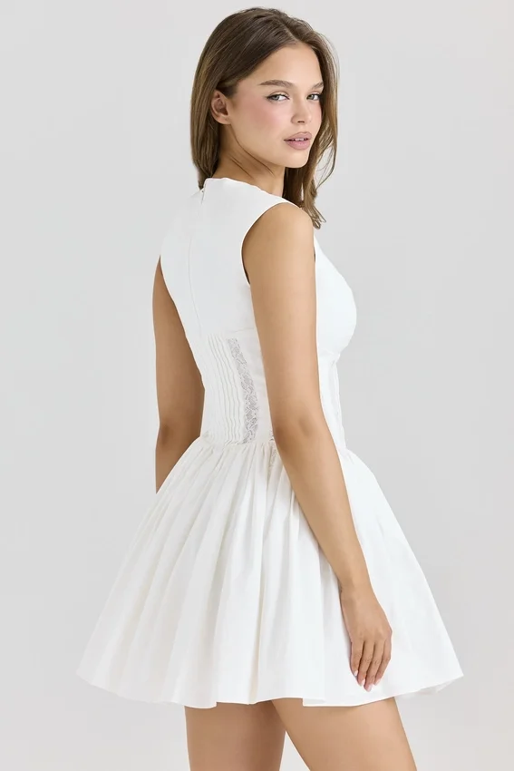 Carmel White Stretch Cotton Mini Dress Carmel White Stretch Cotton Mini Dress