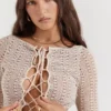 Carmelita Natural Knit Lace Up Dress Carmelita Natural Knit Lace Up Dress