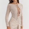Carmelita Natural Knit Lace Up Dress Carmelita Natural Knit Lace Up Dress