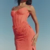 Carmella Coral Embellished Hand Beaded Maxi Dress Carmella Coral Embellished Hand Beaded Maxi Dress