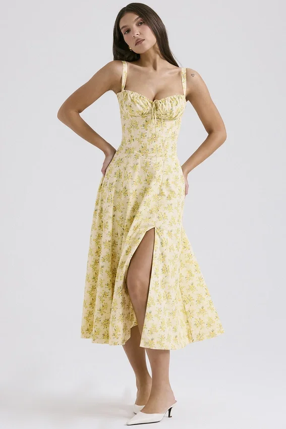 Carmen Buttercup Vintage Floral Print Cotton Bustier Sundress Carmen Buttercup Vintage Floral Print Cotton Bustier Sundress