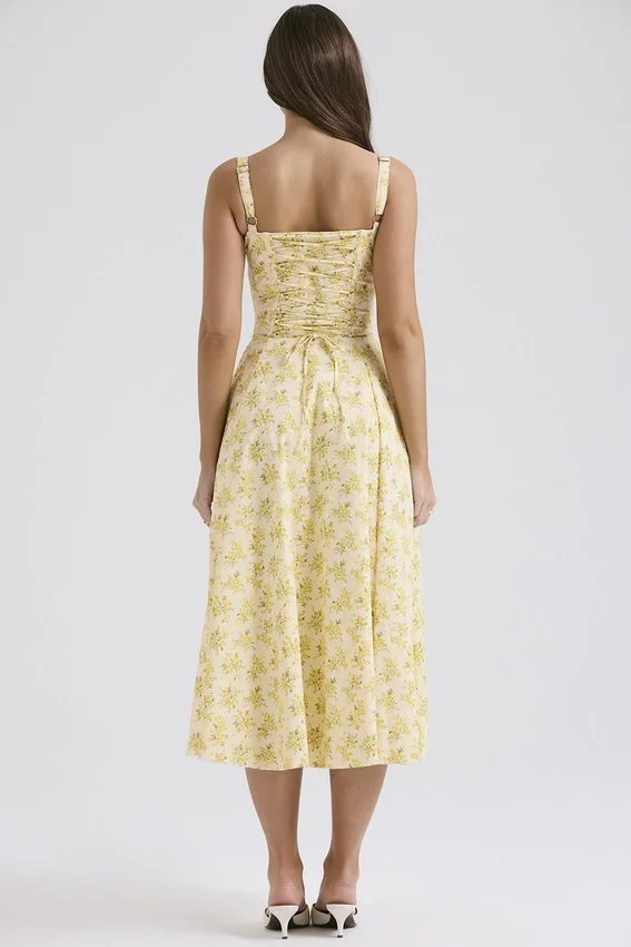 Carmen Buttercup Vintage Floral Print Cotton Bustier Sundress Carmen Buttercup Vintage Floral Print Cotton Bustier Sundress