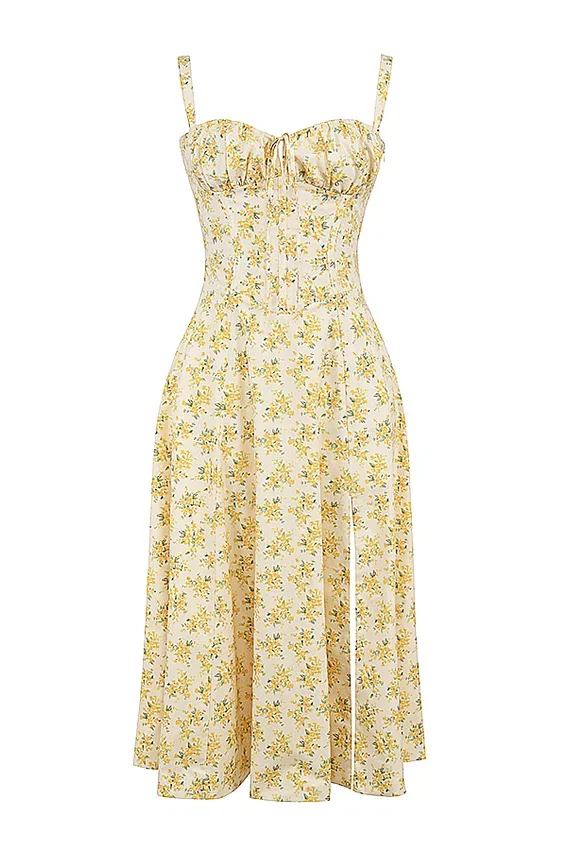Carmen Buttercup Vintage Floral Print Cotton Bustier Sundress Carmen Buttercup Vintage Floral Print Cotton Bustier Sundress