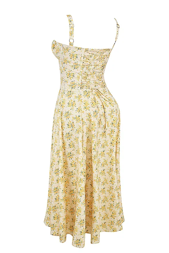 Carmen Buttercup Vintage Floral Print Cotton Bustier Sundress Carmen Buttercup Vintage Floral Print Cotton Bustier Sundress