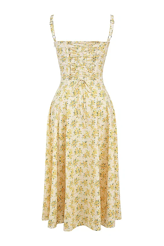 Carmen Buttercup Vintage Floral Print Cotton Bustier Sundress Carmen Buttercup Vintage Floral Print Cotton Bustier Sundress