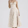 Carmen Ivory Meadow Print Cotton Bustier Sundress