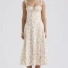 Carmen Ivory Meadow Print Cotton Bustier Sundress