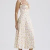 Carmen Ivory Meadow Print Cotton Bustier Sundress
