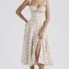 Carmen Pale Blue Meadow Print Cotton Bustier Sundress Carmen Pale Blue Meadow Print Cotton Bustier Sundress