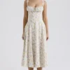 Carmen Pale Blue Meadow Print Cotton Bustier Sundress Carmen Pale Blue Meadow Print Cotton Bustier Sundress