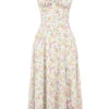 Carmen Pale Blue Meadow Print Cotton Bustier Sundress Carmen Pale Blue Meadow Print Cotton Bustier Sundress