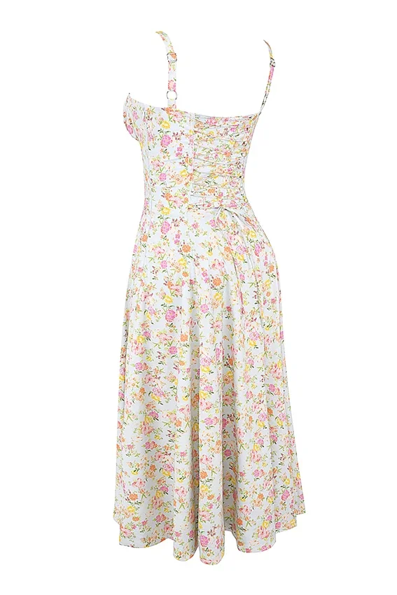 Carmen Pale Blue Meadow Print Cotton Bustier Sundress Carmen Pale Blue Meadow Print Cotton Bustier Sundress