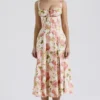 Carmen Pink Peony Print Cotton Bustier Sundress Carmen Pink Peony Print Cotton Bustier Sundress