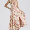 Carmen Pink Peony Print Cotton Bustier Sundress Carmen Pink Peony Print Cotton Bustier Sundress