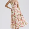 Carmen Pink Peony Print Cotton Bustier Sundress Carmen Pink Peony Print Cotton Bustier Sundress