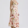 Carmen Pink Peony Print Cotton Bustier Sundress Carmen Pink Peony Print Cotton Bustier Sundress