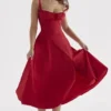 Carmen Red Rose Bustier Sundress