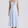 Carmen Soft Blue Cotton Bustier Sundress