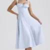Carmen Soft Blue Cotton Bustier Sundress