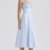 Carmen Soft Blue Cotton Bustier Sundress