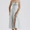 Carmen Soft Blue Vintage Floral Print Cotton Bustier Sundress Carmen Soft Blue Vintage Floral Print Cotton Bustier Sundress