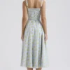 Carmen Soft Blue Vintage Floral Print Cotton Bustier Sundress Carmen Soft Blue Vintage Floral Print Cotton Bustier Sundress