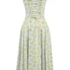Carmen Soft Blue Vintage Floral Print Cotton Bustier Sundress Carmen Soft Blue Vintage Floral Print Cotton Bustier Sundress