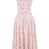 Carmen White Rosebud Print Cotton Bustier Sundress