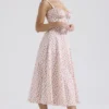Carmen White Rosebud Print Cotton Bustier Sundress