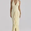 Carmine Lemon Mesh Silhouette Maxi Dress Carmine Lemon Mesh Silhouette Maxi Dress
