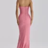 Carmine Raspberry Mesh Halter Neck Waterfall Maxi Dress Carmine Raspberry Mesh Halter Neck Waterfall Maxi Dress